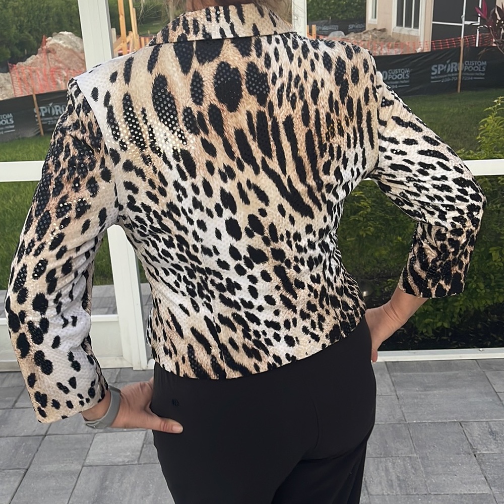 Joseph Ribkoff sequin Leopard Jacket - Picture 13 of 16